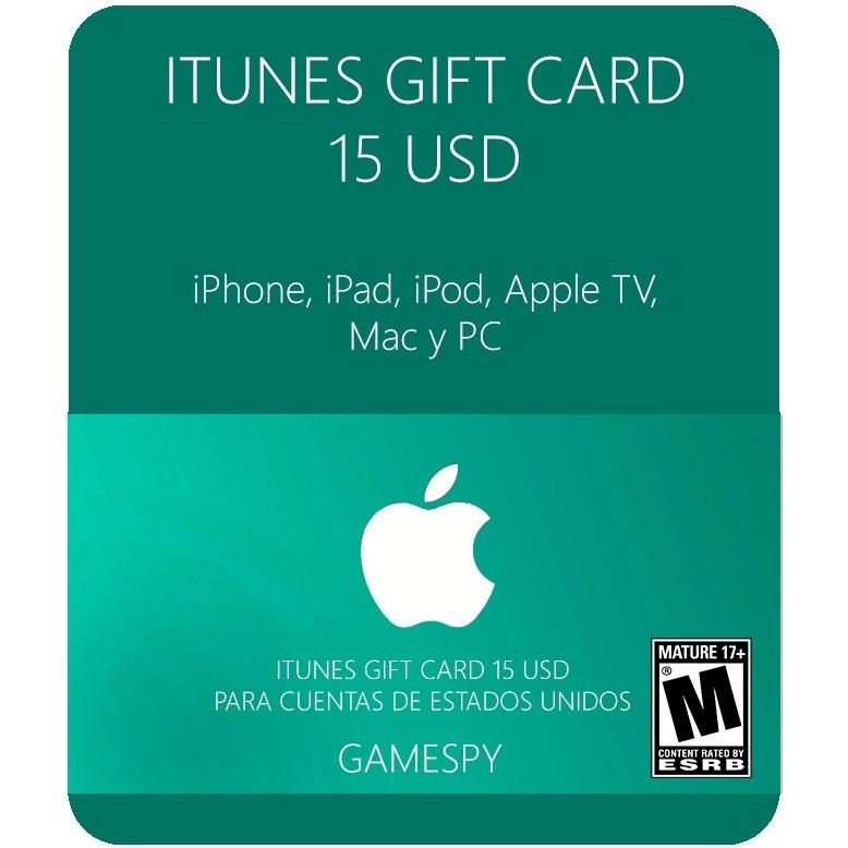  Si buscas Itunes Gift Card 15 Usd Juegos Musica Libros - Gamespy puedes comprarlo con MICROSIS_GAMES está en venta al mejor precio
